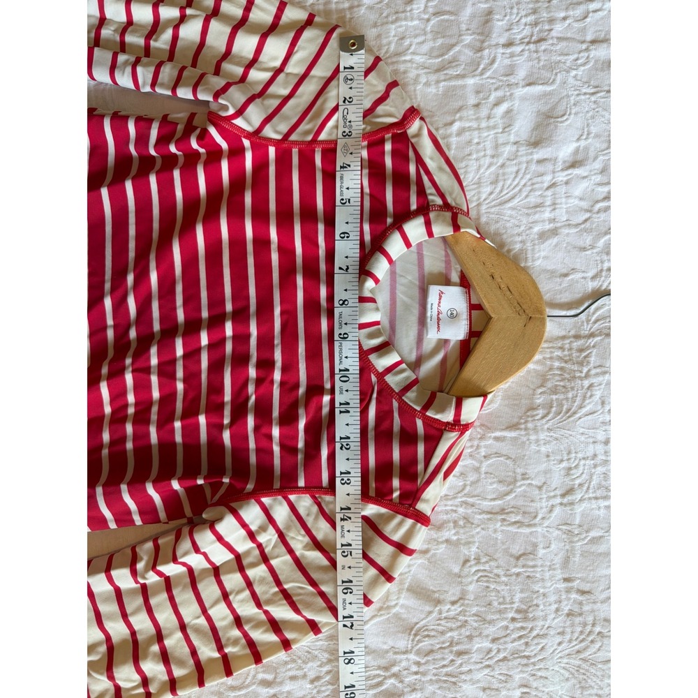 Hanna Andersson Girls Red‎ White Striped Ruffle Rash Guard Swim Top Kids 10 - Picture 7 of 8